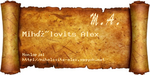 Mihálovits Alex névjegykártya